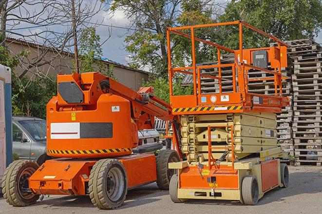 warehouse operations with forklift in motion in Atlantis